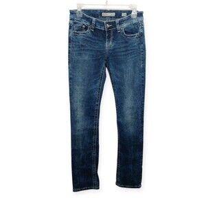 BKE Demin Jeans Women's Size 27R Stella Blue Distressed Feathering
